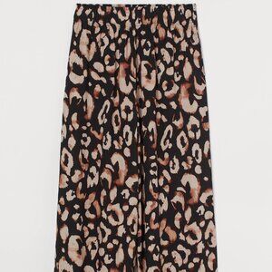 H&M Cropped, Wide-Leg Leopard Print Pull On Pants